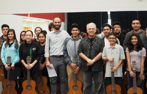 Mr. Phil Swasey with his guitar class at Bedichek Middle School
